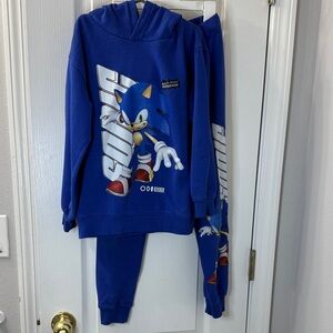H&M Blue Sonic Hoodie and Sweatpants Set